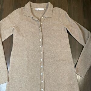 Zara Small Sweater Dress Long Sleeve Tan